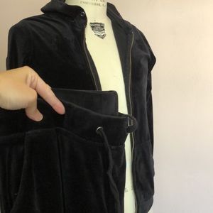 Vintage Black Velour Tracksuit, Soft Black Velvet Tracksuit